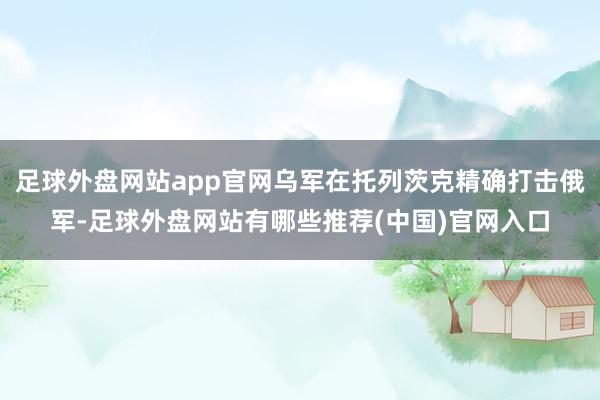 足球外盘网站app官网乌军在托列茨克精确打击俄军-足球外盘网站有哪些推荐(中国)官网入口