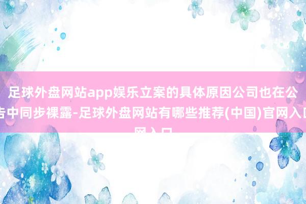 足球外盘网站app娱乐立案的具体原因公司也在公告中同步裸露-足球外盘网站有哪些推荐(中国)官网入口
