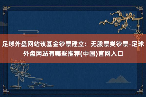 足球外盘网站该基金钞票建立：无股票类钞票-足球外盘网站有哪些推荐(中国)官网入口