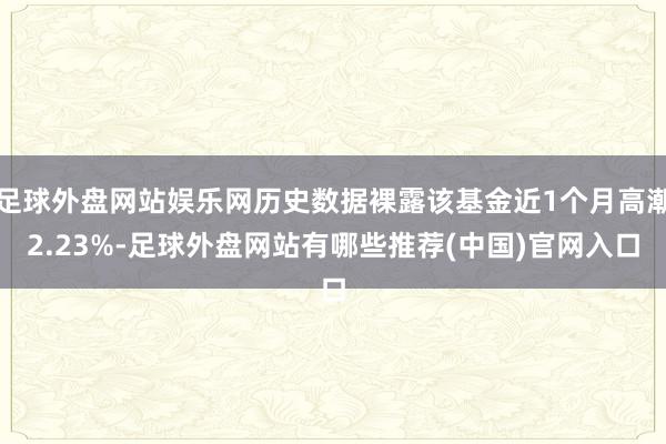 足球外盘网站娱乐网历史数据裸露该基金近1个月高潮2.23%-足球外盘网站有哪些推荐(中国)官网入口