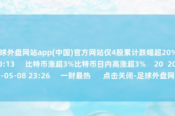 足球外盘网站app(中国)官方网站仅4股累计跌幅超20% 2025-06-07 10:13 比特币涨超3%比特币日内高涨超3% 20 2025-05-08 23:26 一财最热 点击关闭-足球外盘网站有哪些推荐(中国)官网入口