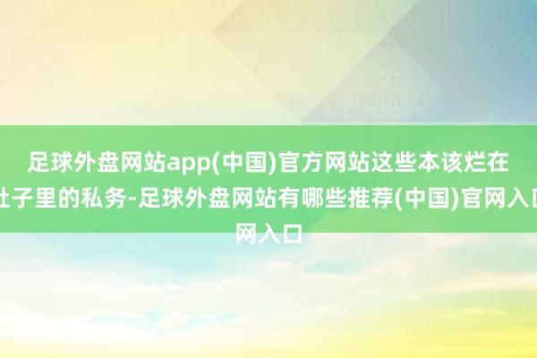足球外盘网站app(中国)官方网站这些本该烂在肚子里的私务-足球外盘网站有哪些推荐(中国)官网入口