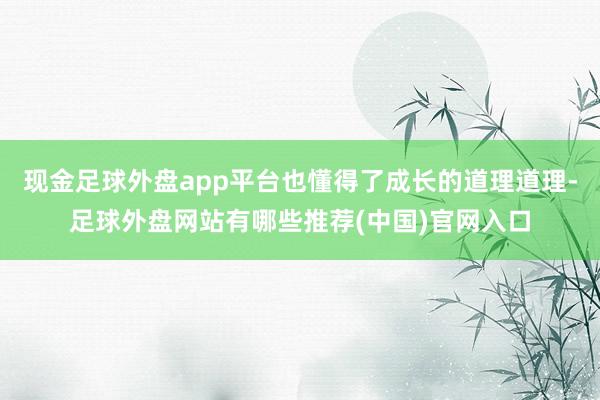 现金足球外盘app平台也懂得了成长的道理道理-足球外盘网站有哪些推荐(中国)官网入口