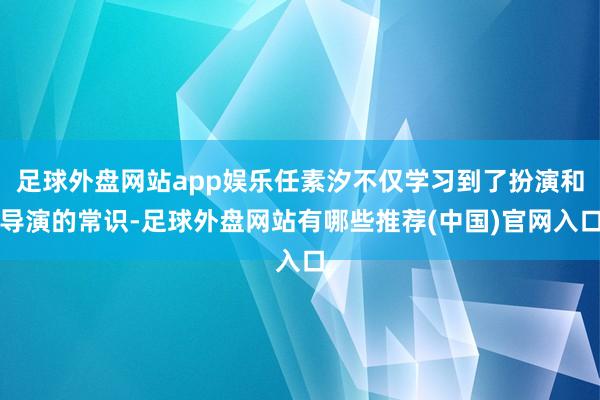 足球外盘网站app娱乐任素汐不仅学习到了扮演和导演的常识-足球外盘网站有哪些推荐(中国)官网入口
