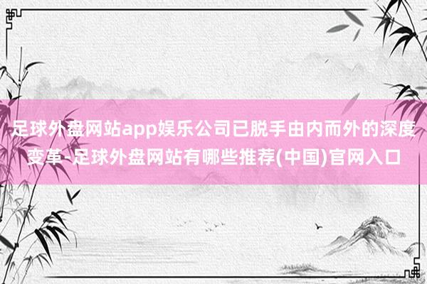 足球外盘网站app娱乐公司已脱手由内而外的深度变革-足球外盘网站有哪些推荐(中国)官网入口