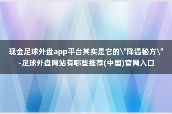 现金足球外盘app平台其实是它的